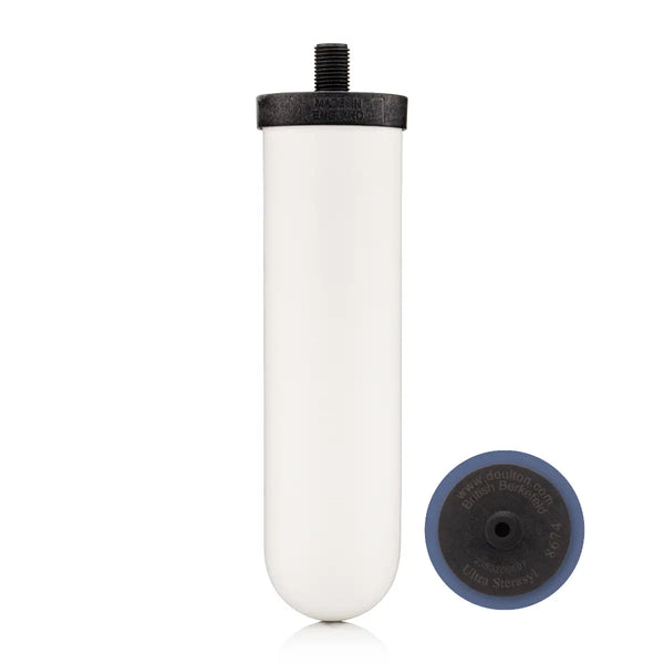 Bujía filtrante de cerámica British Berkefeld Ultra Sterasyl de 7 pulgadas y su base